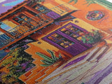 Southwest Home, Colorful, Balcony, Canvas Print vibrant Mexican house wall art, festive living room decor, textured boho painting