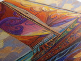 Sailboat Painting, Ocean Breeze, Colorful Nautical, Sunset Boat, Framed Canvas Print, Coastal Wall Art, beach house decor, vivid art