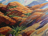 Desert Cliffside, Ocean View, Nature Painting, Colorful Landscape, Living Room Wall Art, Framed Canvas Print, Southwest Home Decor