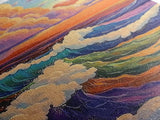 Colorful Ocean Waves, Sunset Surf Art, Rainbow Water Scene, Framed Canvas Print, Coastal Wall Decor, Vibrant Bathroom Art