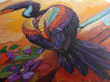 Bird, Tropical, Nature, Colorful, Framed Canvas Print, Exotic bird painting with vivid feathers, ideal eclectic living room wall art