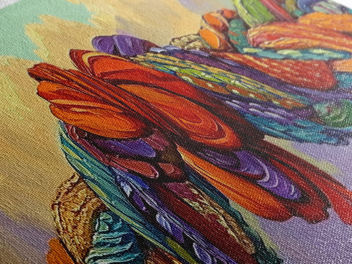 Colorful Rope Knot, Textured Fabric Art, Whimsical Decor, Framed Canvas Print, abstract textile art, fiber wall art, boho bedroom