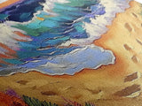 Coastal Wave Art, Beach Shore, Ocean Spray, Sunset Sea Framed Canvas Print, Living Room Wall Art, Modern Tropical Decor