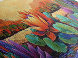 Lotus Bloom, Tranquil Pond, Sunset Flowers, Framed Canvas Print, Zen Wall Art, Yoga Studio Decor, Nature Inspired Floral Painting