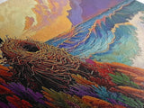 Eagle Nest Painting, Coastal Wildlife Scene, Framed Canvas Print, Ocean View Wall Art, Nature Lover Decor, Office or Living Room