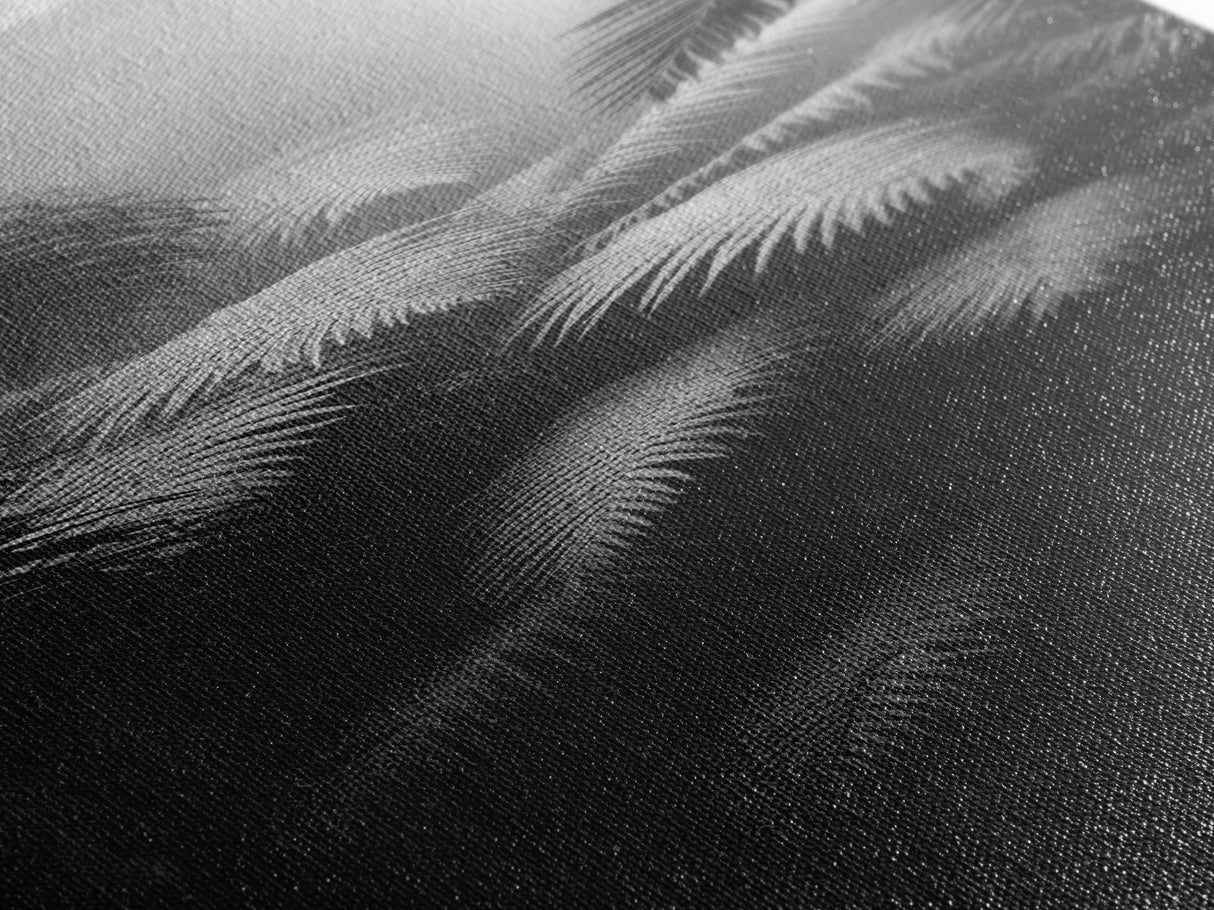 Fern Jungle Leaves, Tropical Botanical Print, Misty Rainforest Wall Art, Framed Canvas Print, Bathroom Decor, Moody Plant Art