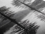 Twin Pines, Forest Reflection, Misty Lake, Black and White Nature, Framed Canvas Print, Living Room Wall Art, Nature Photography, Zen Decor
