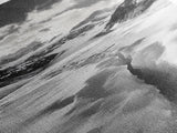Glacier Trail, Snowy Valley, Black and White Mountain Art, Crevasse Texture, Canvas Print, Winter Landscape, Office Print, Entry Wall Art