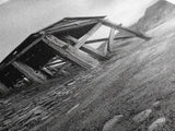 Abandoned Mine, Wooden Structure, Desert Scene, Western Vibes, Black and White Canvas Print, Industrial Rustic Living Room Wall Art