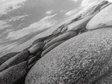 Granite Boulders, Coastal Rocks, Ocean Horizon, Dramatic Clouds, Framed Canvas Print, Nature Wall Art, Modern Beach House Decor