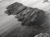 Coastal Rock, Ocean Tower, Nature Photography, Framed Canvas Print, Minimalist Wall Decor, Living Room Wall Art, Black and White Seascape