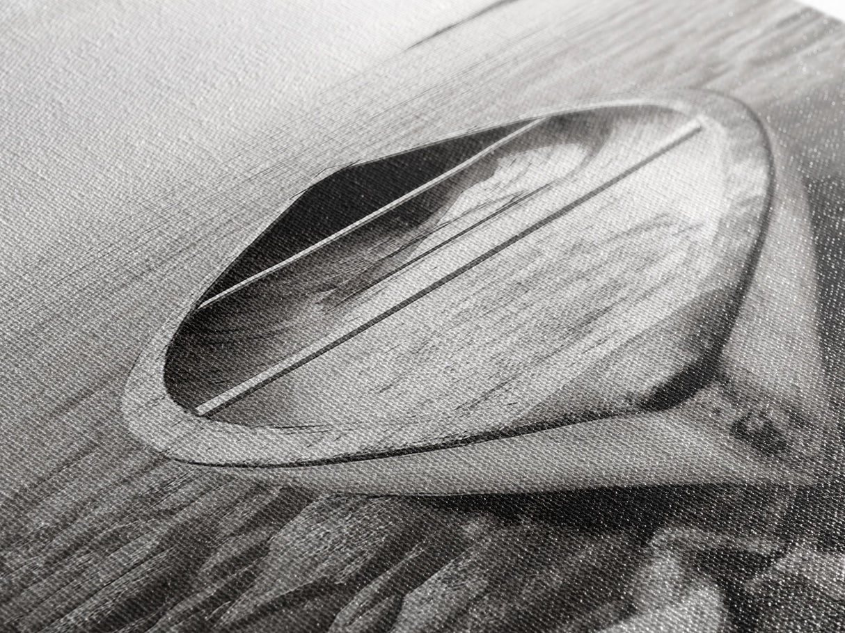 Rowboat Stillness, Peaceful Waters, Lake Canoe, Canvas Print, Entryway Wall Art, Minimalist Home Decor, Black and White Photography