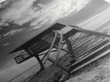 Lifeguard Tower, Beach Vibes, Ocean Escape, Dramatic Sky, Framed Canvas Print, Surf Shack Decor, Coastal Bedroom Wall Art, Minimal Beach Art