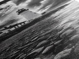 Lighthouse Drama, Coastal Storm, Rocky Shoreline Scene, Moody Ocean Sky, Framed Canvas Print, Nautical Living Room Wall Art, Black White Art