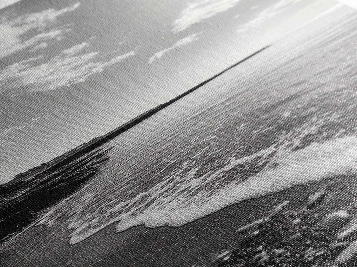 Coastal Shoreline, Pebble Beach, Ocean Breeze, Canvas Print, Bathroom Wall Art, Minimalist Decor, Black White Photography, Seaside Vibe