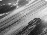 Rocky Sea, Glowing Horizon, Soft Waves, Twilight Sky, Canvas Print, Coastal Art, Living Room Wall Art, Seaside Modern Decor