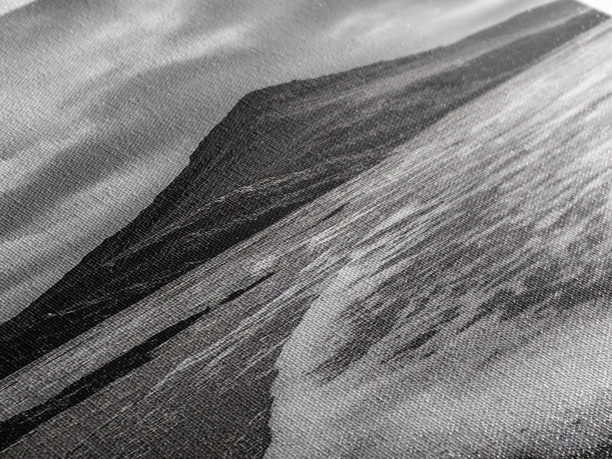 Dramatic Seaside Peak, Coastal Mountain Wall Art, Black Beach Photography, Bold Nature Decor, Canvas Print, Living Room Art