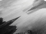 Misty Inlet, Rocky Shoreline, Tranquil Waters, Canvas Print, Moody Landscape Photography, Living Room Art, Nature Inspired Decor