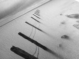 Coastal Fence Line, Tranquil Ocean Scene, Soft Minimalist Photo, Framed Canvas Print, Bathroom or Hallway Wall Art, Zen Vibes