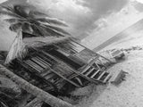 Tropical Hut, Palm Tree Scene, Island Escape Photo, Framed Canvas Print, Beach House Wall Art, Rustic Boho Coastal Decor, Nature Scene