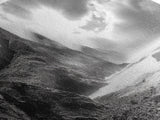 Coastal Cliffside, Stormy Sea, Dramatic Sky, Ocean Mood, Framed Canvas Print, Monochrome Art, Living Room Beach House Decor