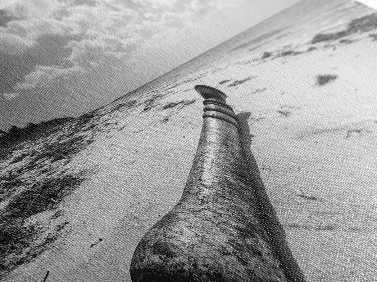 Abandoned Beach Pipe, Surreal Coastal Scene, Washed Ashore Photography, Framed Canvas Print, Moody Living Room or Fall Wall Art
