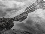 Reflected Cliffs, Stormy Sky, Coastal View, Dramatic Landscape, Canvas Print, minimalist art, office decor, moody black and white wall art