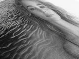 Ocean Texture, Abstract Waves, Modern Female, Artistic Portrait, Canvas Print, fashion wall art, glam room decor, minimal black white
