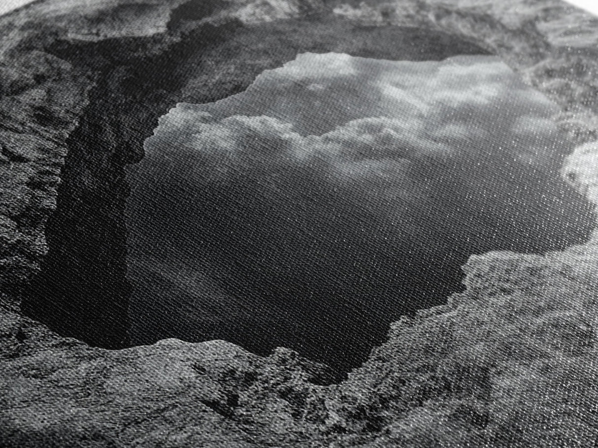 Sky Reflection, Stone Pool, Abstract Nature, Moody Minimalist Art, Framed Canvas Print, Bedroom Wall Art, Contemporary Monochrome Decor