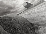 Barn Field, Hay Bale, Rural Farmland Scene, Autumn Countryside Art, Canvas Print, Farmhouse Wall Decor, Rustic Fall Living Room Art