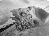 Dragon Head Sculpture, Beach Sand Art, Mythical Creature Decor, Fantasy Vibes, Framed Canvas Print, Game Room Wall Art, Office Wall Art