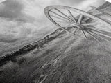 Prairie Wagon Wheel, Western Landscape, Rustic Field, Canvas Print, Country Farmhouse Wall Art, Fall Rustic Decor, Black And White Art