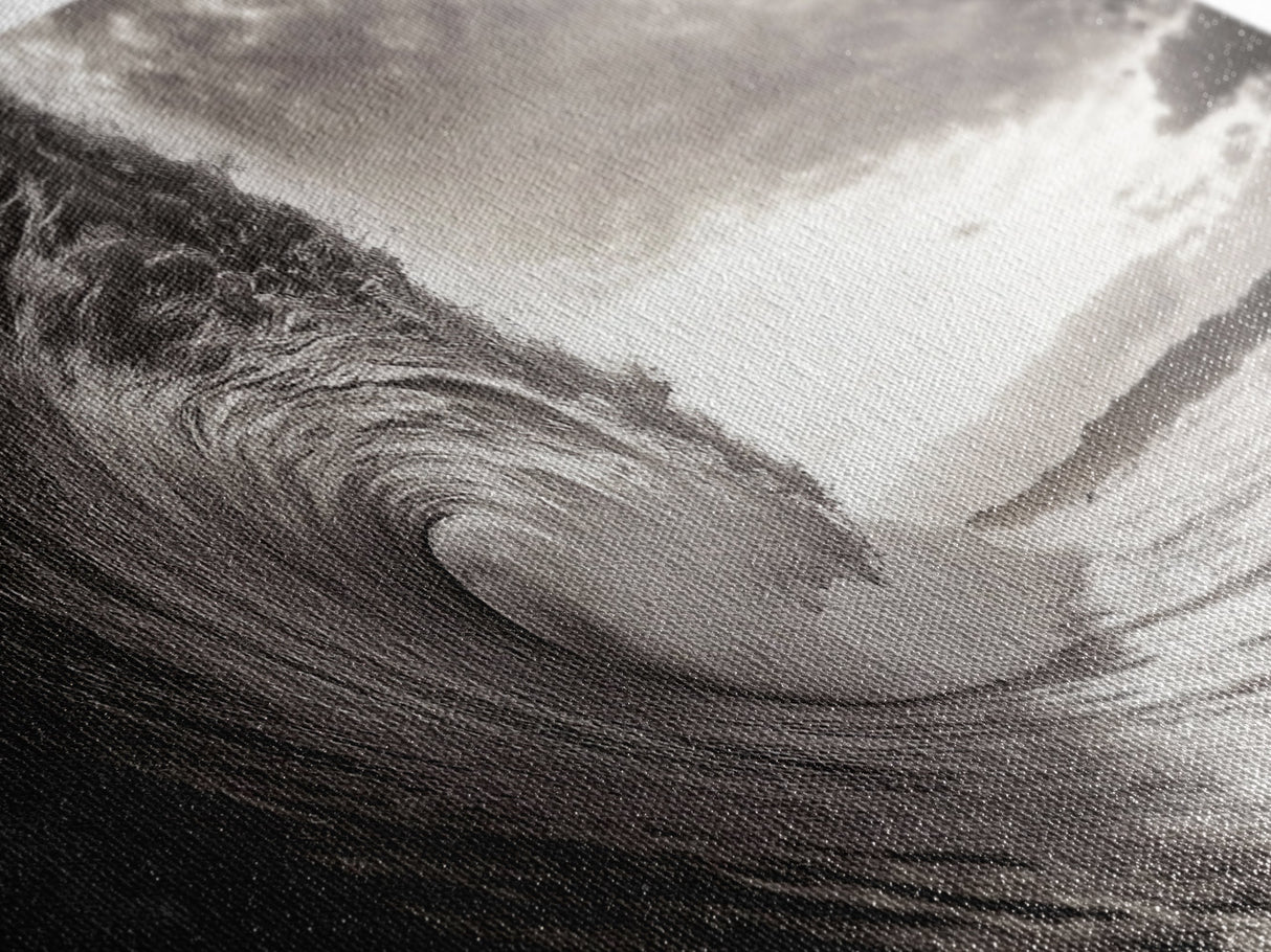 Ocean Wave, Dramatic Curl, Coastal Photography, Seascape Art, Framed Canvas Print, Surf Wall Decor, Nautical Living Room Wall Art