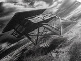 Lifeguard Tower Drama, Windy Beach Sky, Ocean Landscape, Canvas Print, Coastal Wall Art, Moody Surreal Decor, Living Room Statement Art