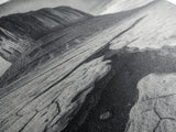 Monument Valley Cliff, Desert Rockscape, Framed Canvas Print, Western Wall Art, Office Decor, Black and White Photography