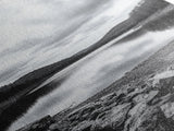 Misty Lake View, Peaceful Reflections, Nature Tranquility, Framed Canvas Print, Bedroom Wall Art, Black and White Landscape, Minimalist Art