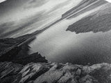 River Gorge, Twilight Reflections, Cliffside Calm, Canvas Print, Moody Black White Wall Art, Bedroom or Office Decor, Dramatic Landscape