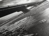 Stormy Bridge, River Rocks, Dramatic Sky, Modern Landscape, Framed Canvas Print, Moody Photography, Office Wall Art, Minimalist Decor