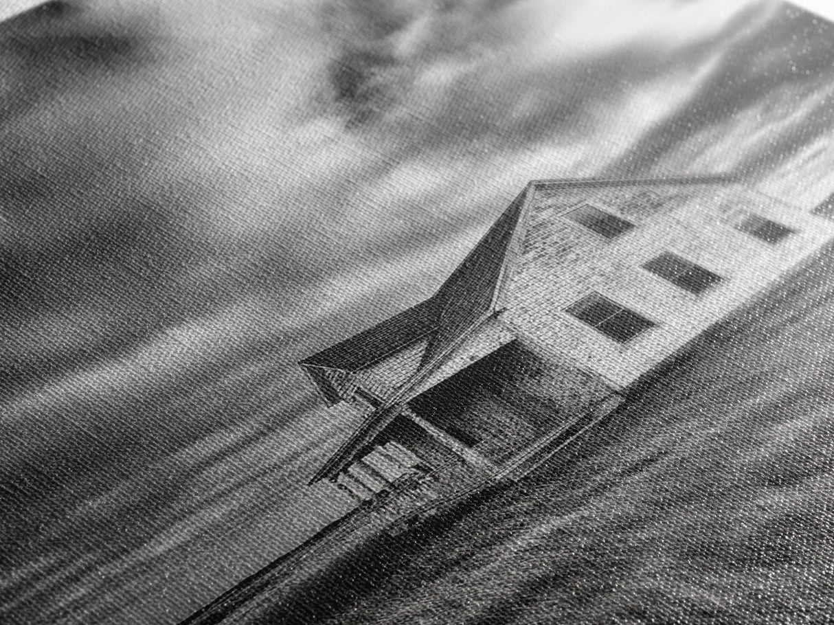 Abandoned House, Windy Prairie, Haunted Landscape, Framed Canvas Print, Fall Wall Art, Rural Home Decor, Moody Halloween Style