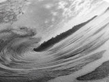 Ocean Wave Tunnel, Surfer's Eye View, Coastal Landscape, Bathroom Wall Art, Adventure Vibes, Framed Canvas Print, Black White Photography