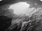 Sea Cave Entrance, Ocean Grotto, Light Escape, Rocky Tide, Canvas Print, Bathroom Wall Art, Black and White Seascape Photo