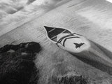 Canoe at Shore, Calm Waters, Peaceful Escape, Framed Canvas Print, Adventure art, Lakehouse decor, Hallway wall piece, Monochrome nature