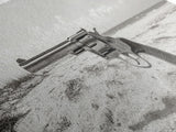 Revolver On Beach, Western Vibes, Americana Style, Framed Canvas Print, Man Cave Wall Art, Bold Statement Decor, Coastal Contrast