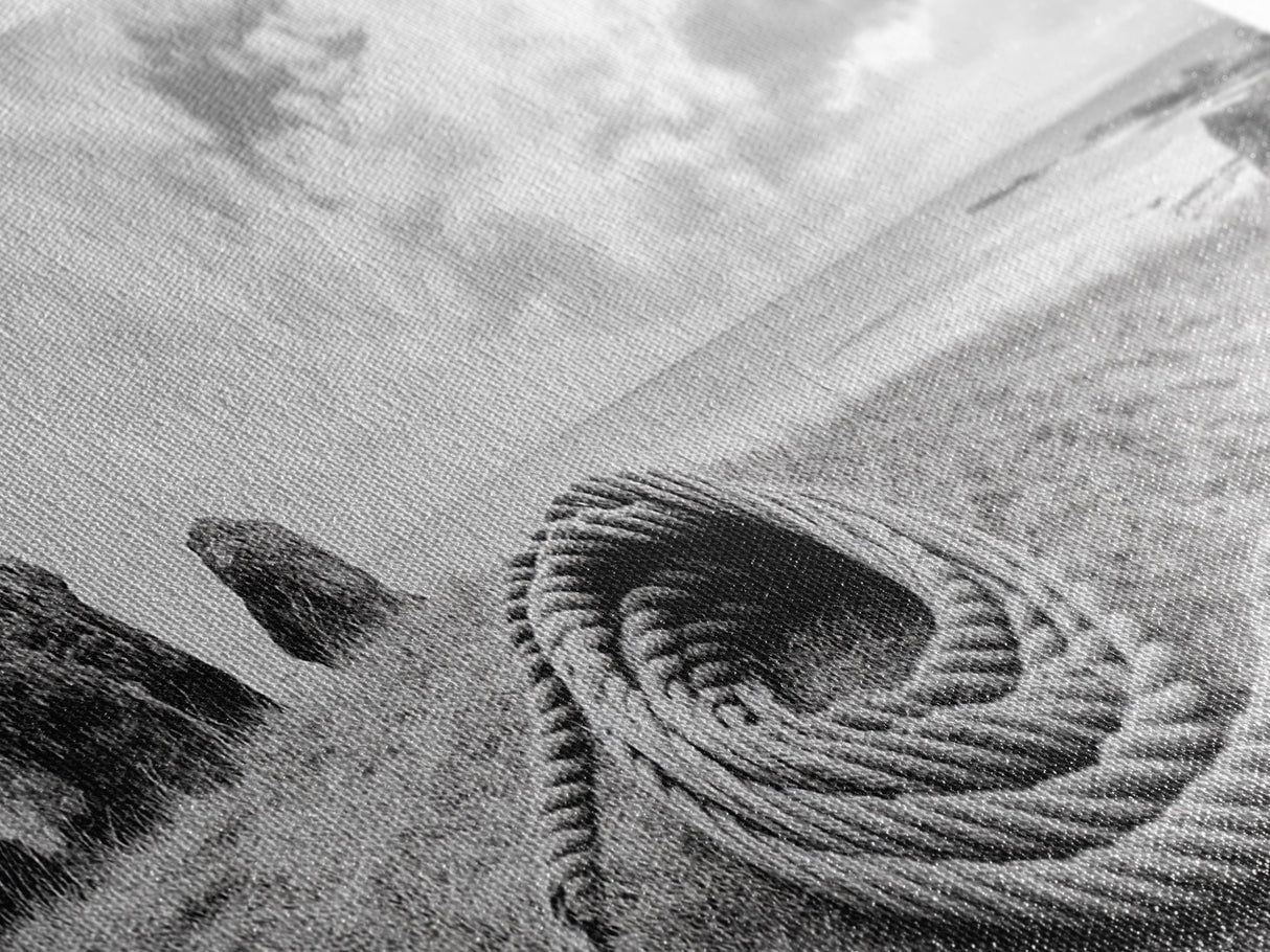 Coastal Rope, Windswept Bluff, Seaside Grass, Framed Canvas Print, Beach House Art, Nautical Decor, Neutral Living Room Style