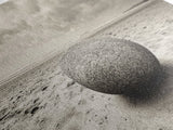 Round Beach Boulder, Serene Shore, Natural Simplicity, Neutral Toned Framed Canvas Print, Minimalist Living Room or Yoga Wall Art