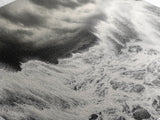 Storm Waves, Moody Sea, Ocean Power, Canvas Print, dramatic bathroom wall art, black and white seascape, coastal energy room decor