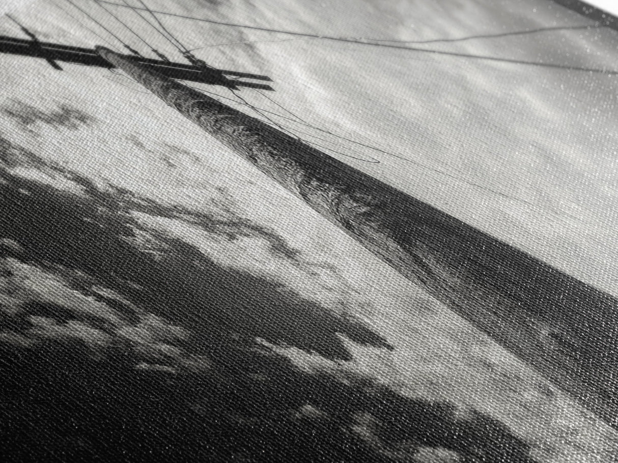 Utility Pole Sky, Urban Minimalism, Power Lines, Framed Canvas Print, Industrial Wall Art, Office Decor, Monochrome Photography