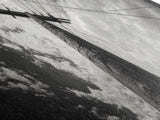 Utility Pole Sky, Urban Minimalism, Power Lines, Framed Canvas Print, Industrial Wall Art, Office Decor, Monochrome Photography
