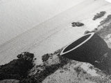 Coastal Boat, Ocean Horizon, Solitude Scene, Black and White Seascape, Canvas Print, Modern Bathroom Wall Art, Minimalist Decor