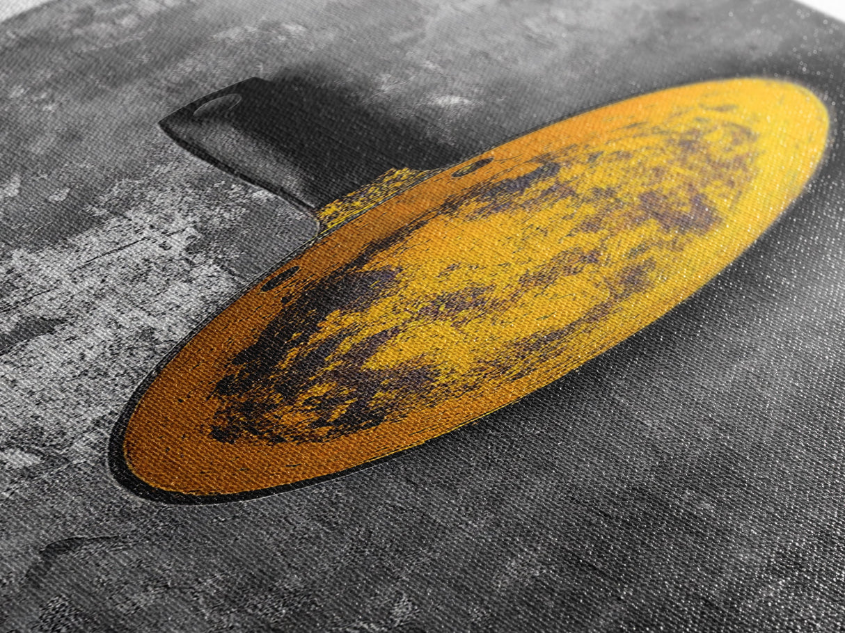 Yellow Pan, Rustic Kitchen, Bold Contrast, Culinary Wall Art, Framed Canvas Print, Industrial Decor, Chef Gift Kitchen Wall Art